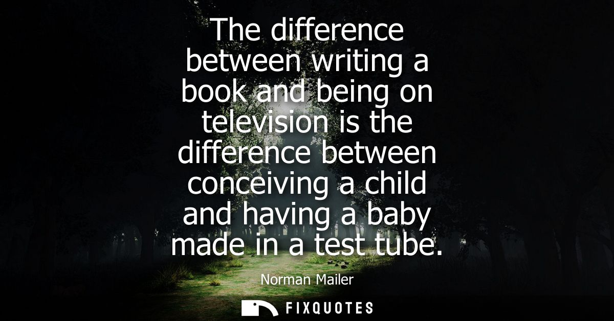 The difference between writing a book and being on television is the difference between conceiving a child and having a 