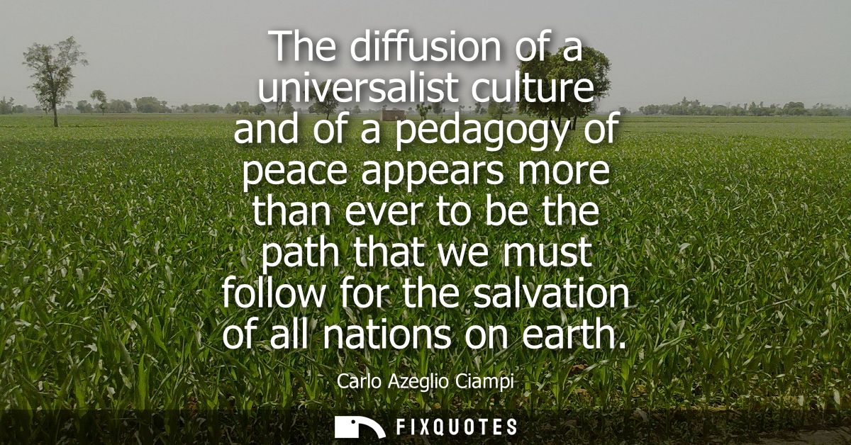 The diffusion of a universalist culture and of a pedagogy of peace appears more than ever to be the path that we must fo