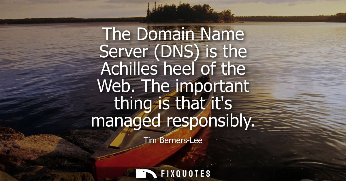 The Domain Name Server (DNS) is the Achilles heel of the Web. The important thing is that its managed responsibly