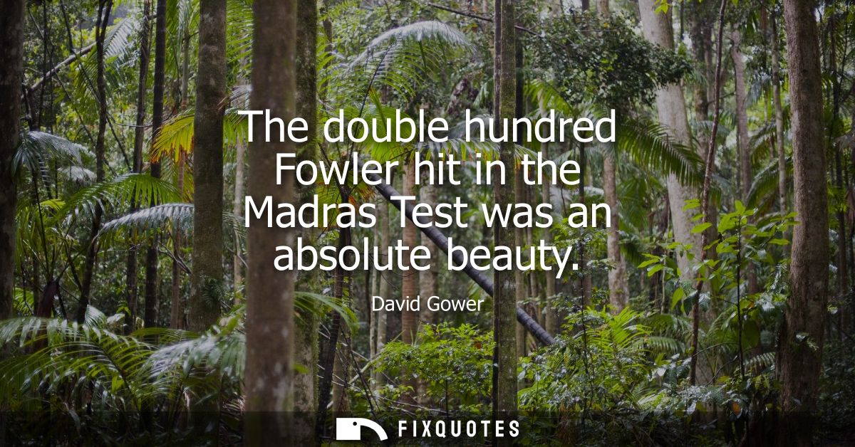The double hundred Fowler hit in the Madras Test was an absolute beauty
