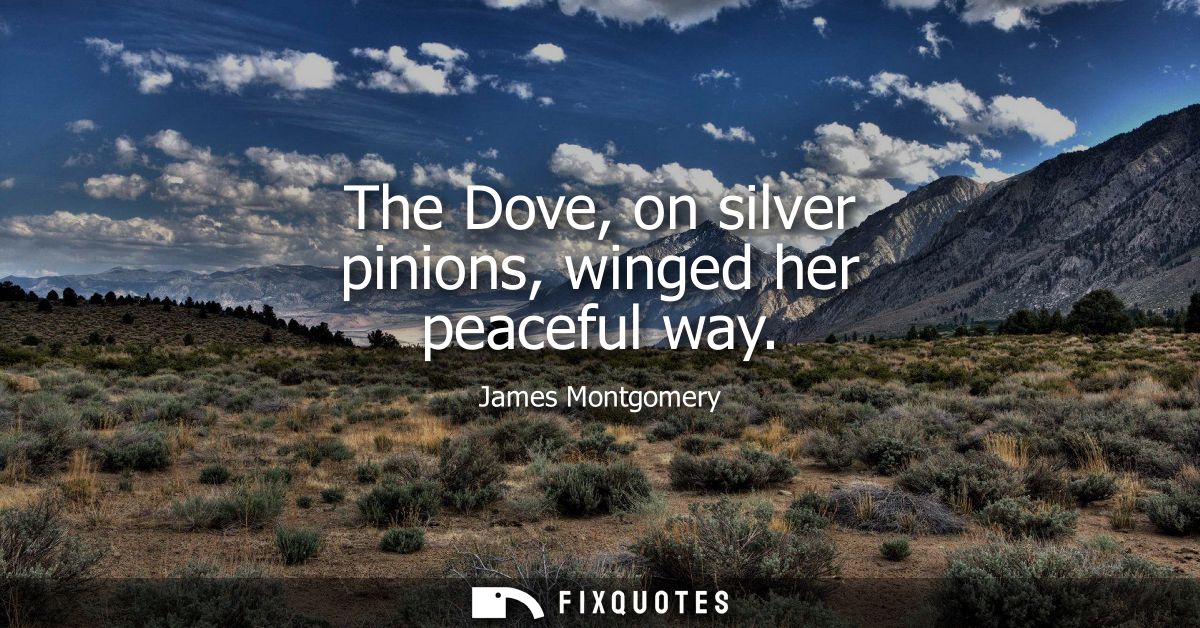 The Dove, on silver pinions, winged her peaceful way