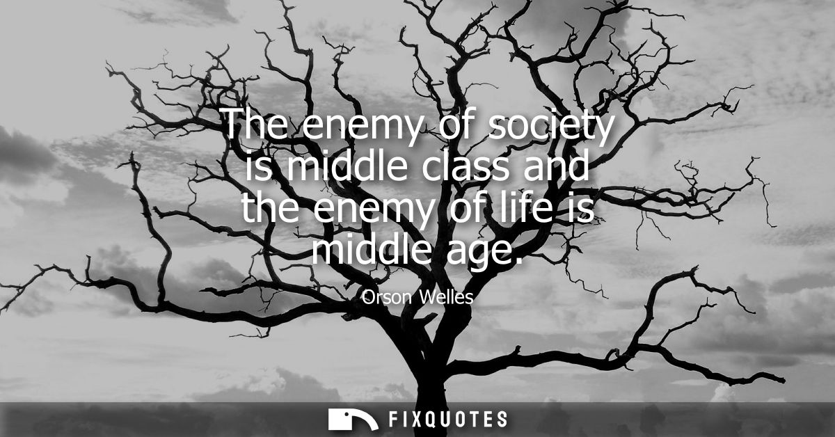 The enemy of society is middle class and the enemy of life is middle age