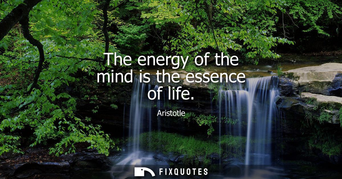 The energy of the mind is the essence of life - Aristotle