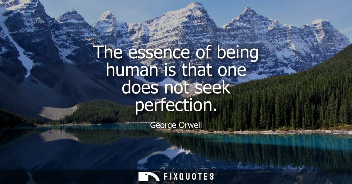 The essence of being human is that one does not seek perfection
