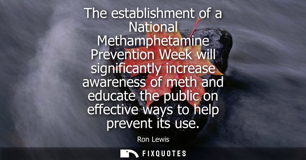 The establishment of a National Methamphetamine Prevention Week will significantly increase awareness of meth and educat