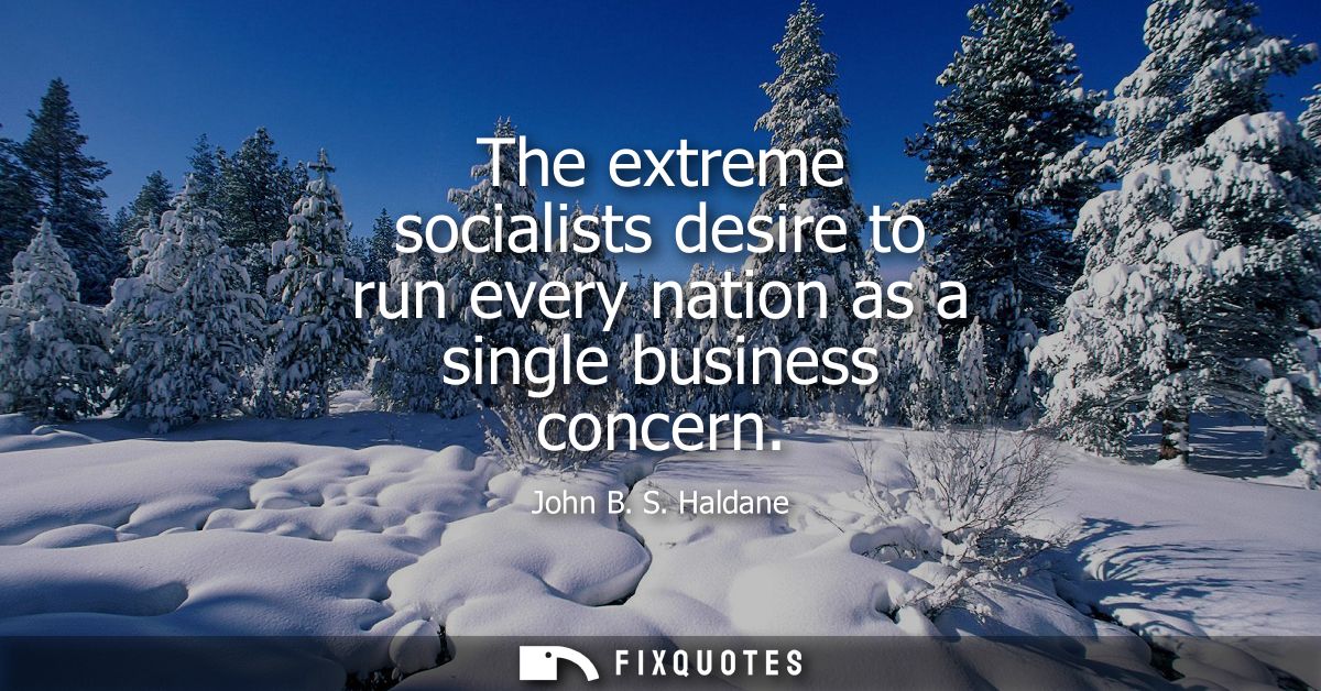 The extreme socialists desire to run every nation as a single business concern