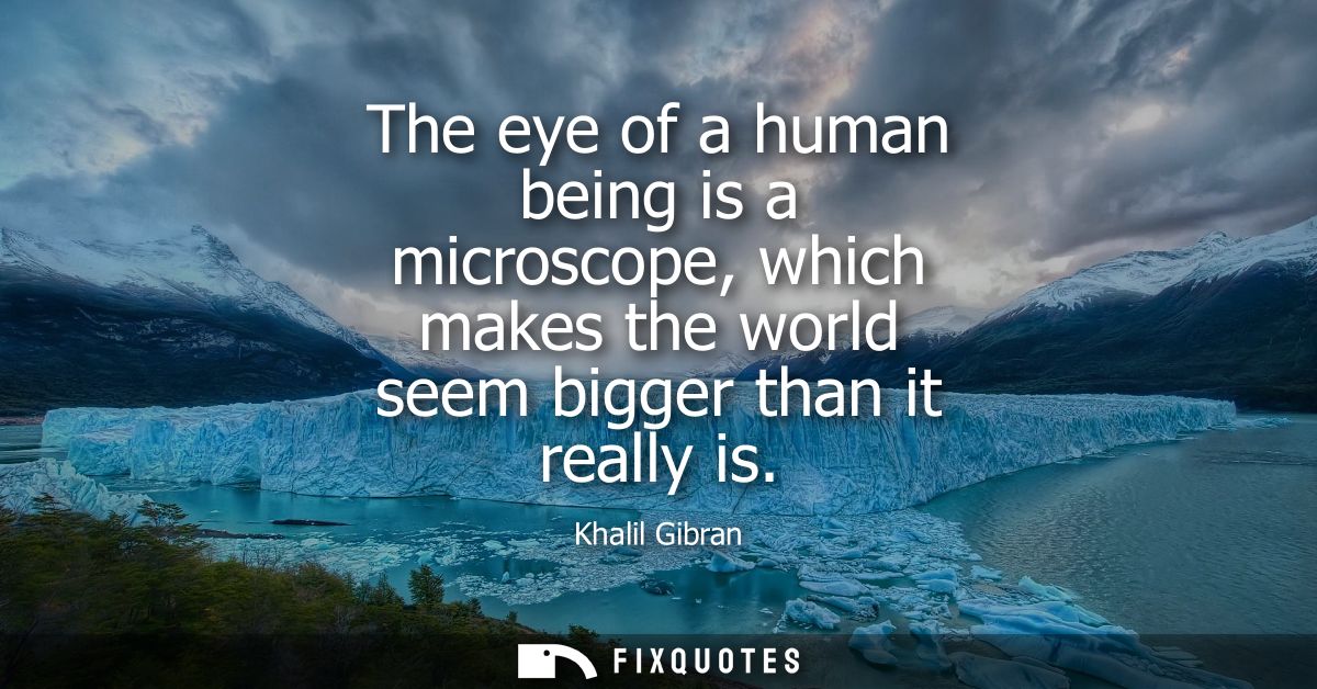 The eye of a human being is a microscope, which makes the world seem bigger than it really is