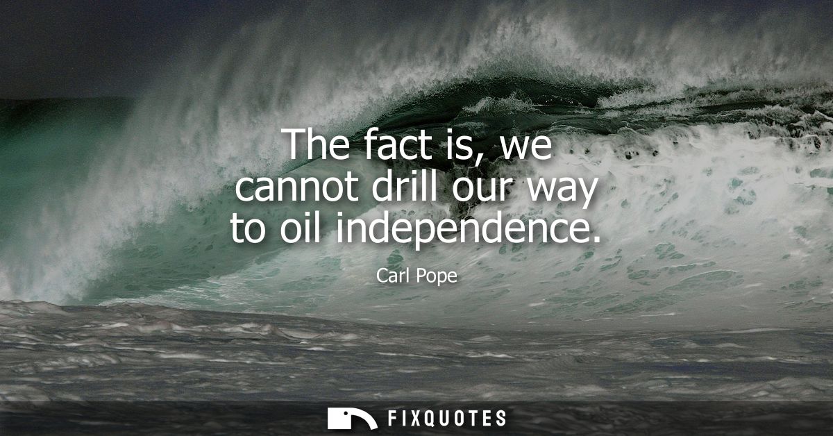 The fact is, we cannot drill our way to oil independence