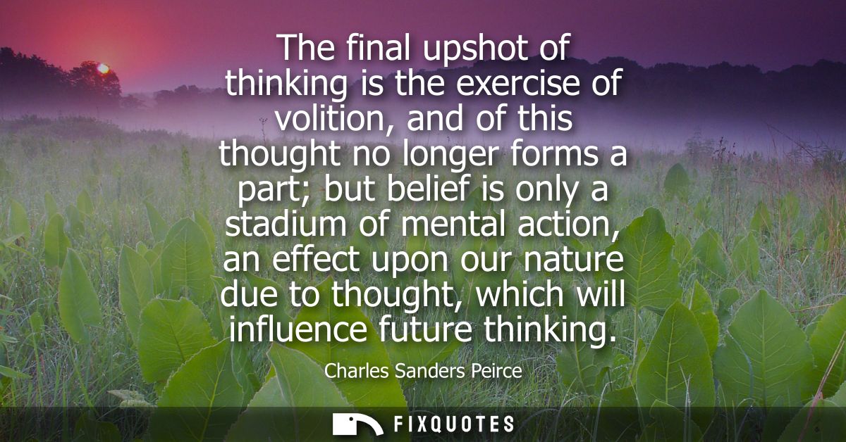 The final upshot of thinking is the exercise of volition, and of this thought no longer forms a part but belief is only 