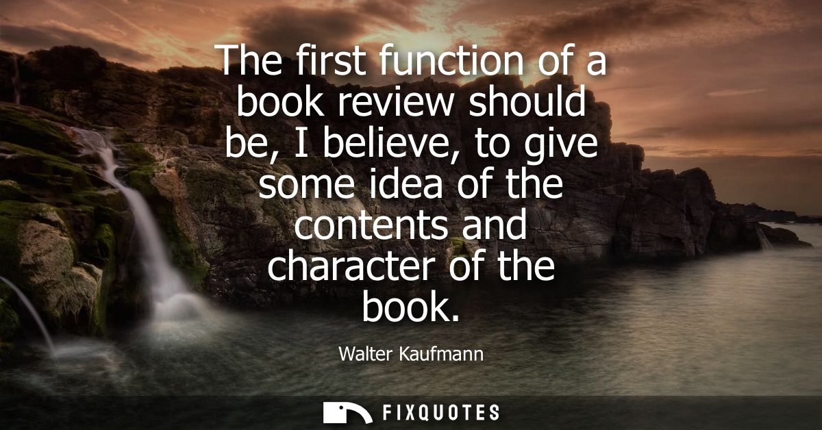 The first function of a book review should be, I believe, to give some idea of the contents and character of the book