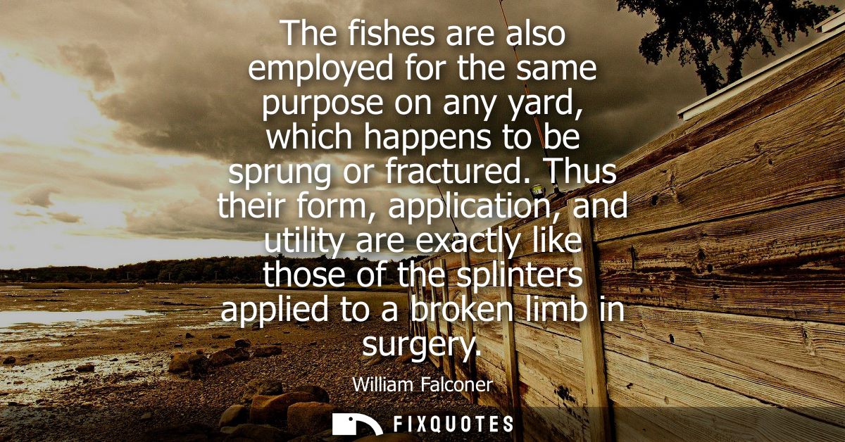 The fishes are also employed for the same purpose on any yard, which happens to be sprung or fractured.