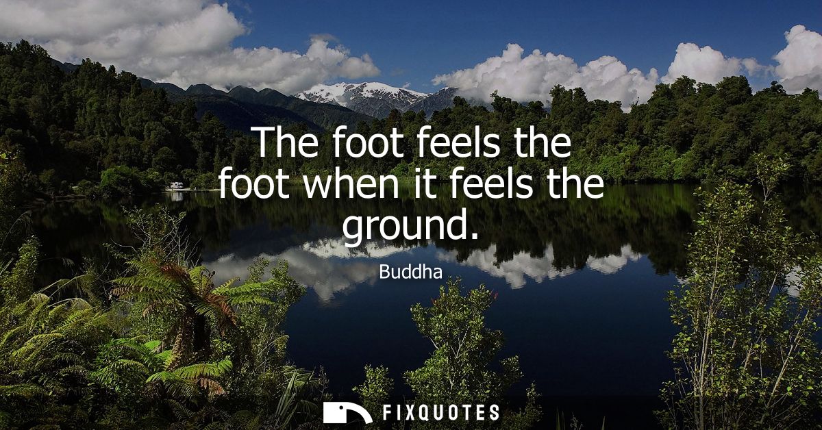 The foot feels the foot when it feels the ground - Buddha