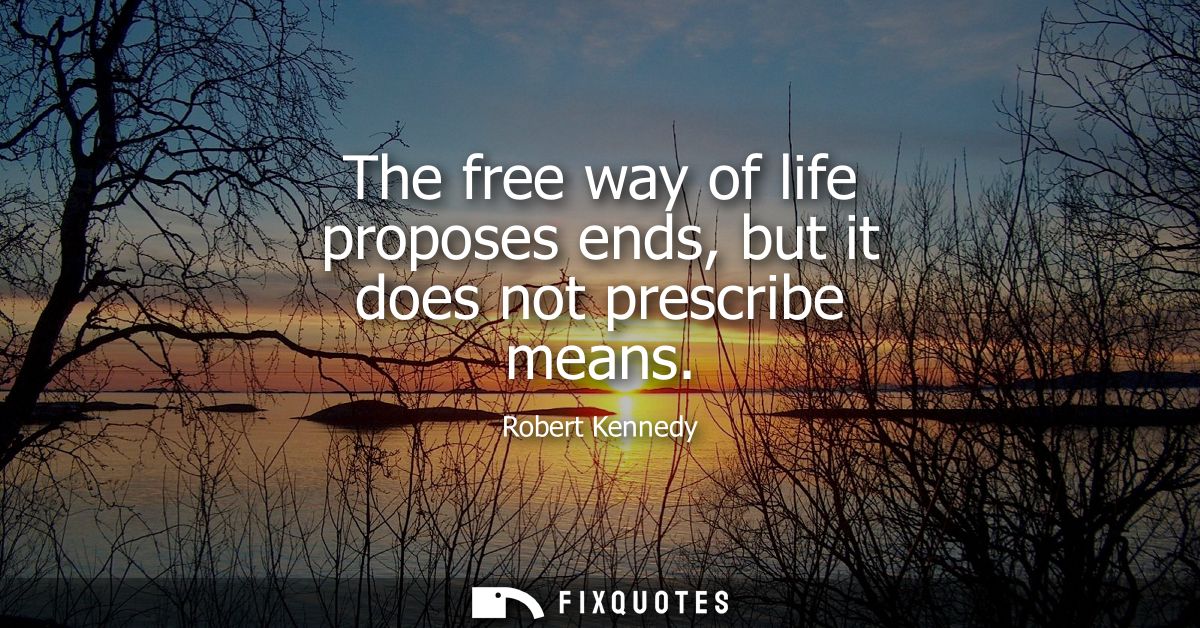 The free way of life proposes ends, but it does not prescribe means
