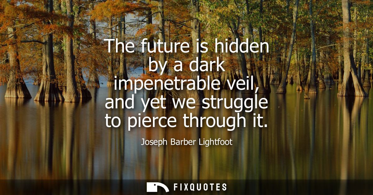 The future is hidden by a dark impenetrable veil, and yet we struggle to pierce through it