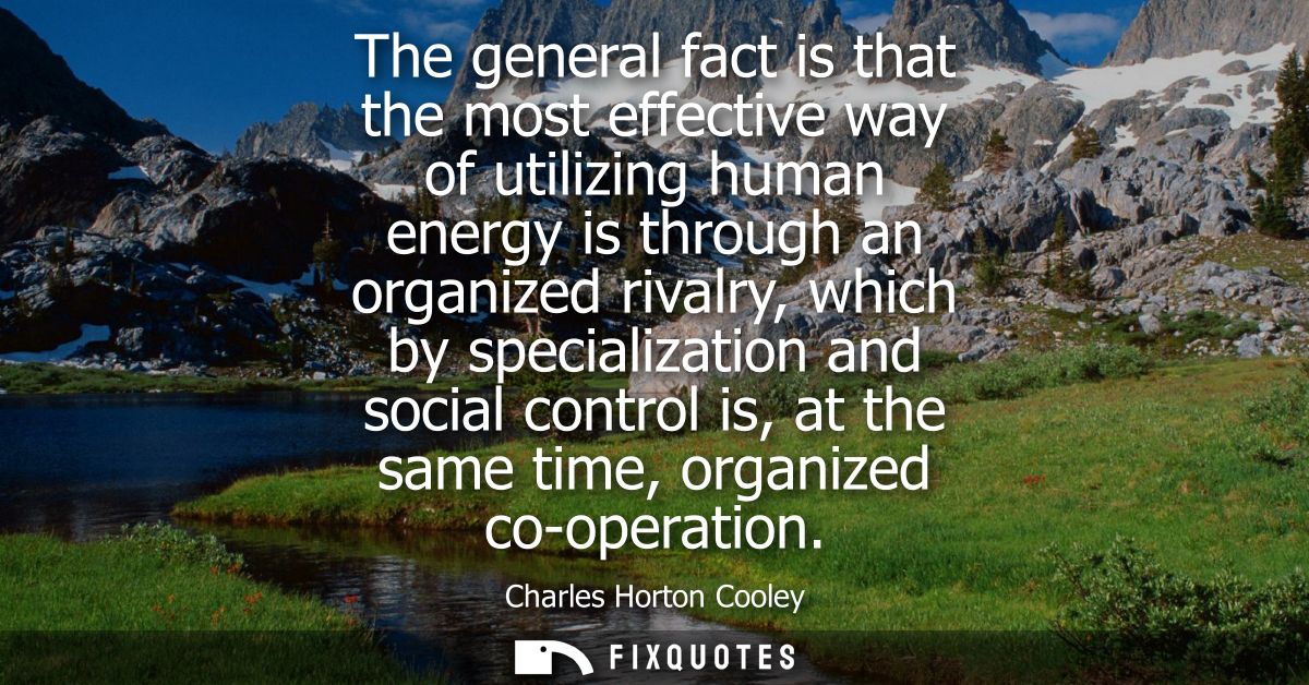 The general fact is that the most effective way of utilizing human energy is through an organized rivalry, which by spec