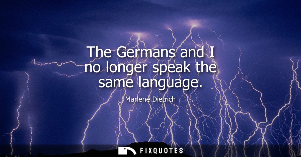 The Germans and I no longer speak the same language
