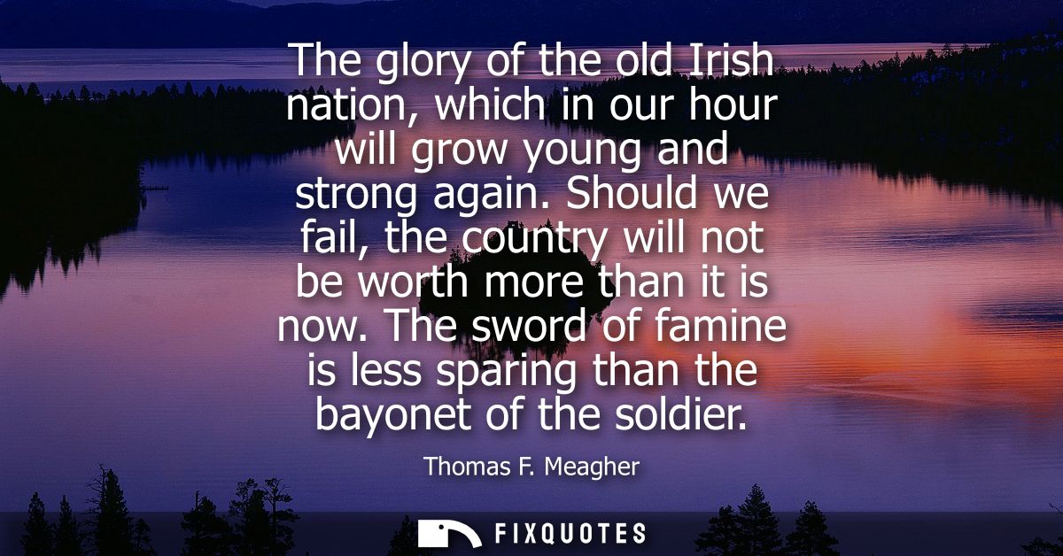 The glory of the old Irish nation, which in our hour will grow young and strong again. Should we fail, the country will 