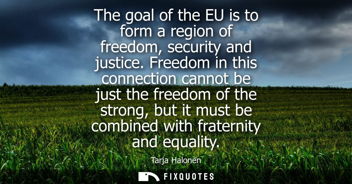 The goal of the EU is to form a region of freedom, security and justice. Freedom in this connection cannot be just the f