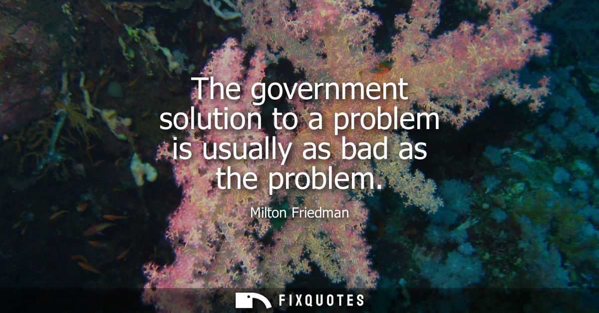 The government solution to a problem is usually as bad as the problem