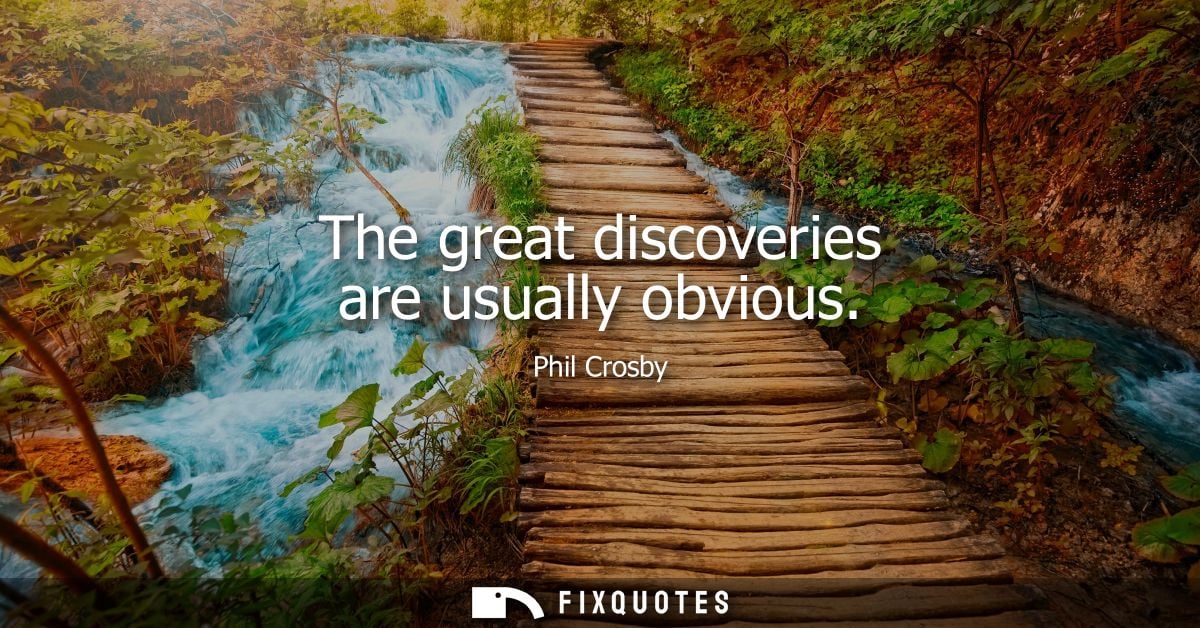 The great discoveries are usually obvious