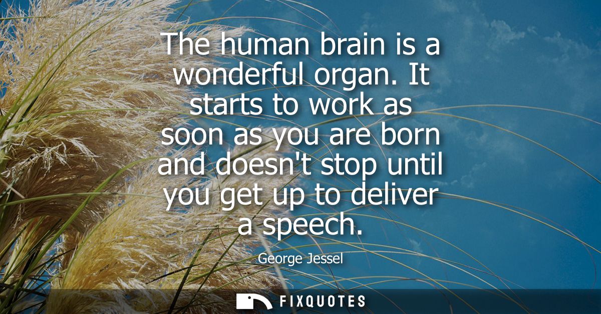The human brain is a wonderful organ. It starts to work as soon as you are born and doesnt stop until you get up to deli