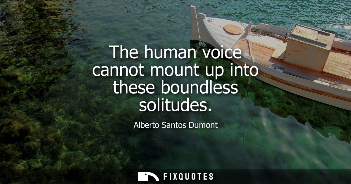 The human voice cannot mount up into these boundless solitudes
