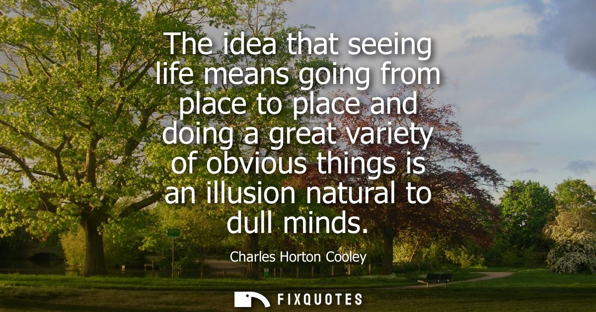 The idea that seeing life means going from place to place and doing a great variety of obvious things is an illusion nat