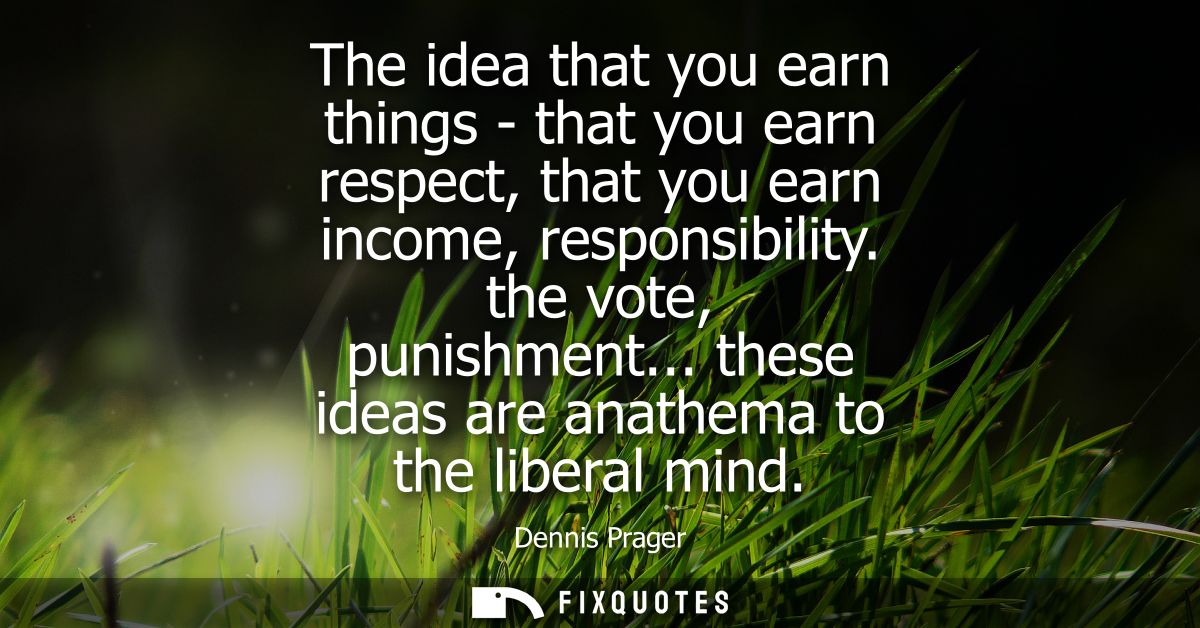 The idea that you earn things - that you earn respect, that you earn income, responsibility. the vote, punishment...