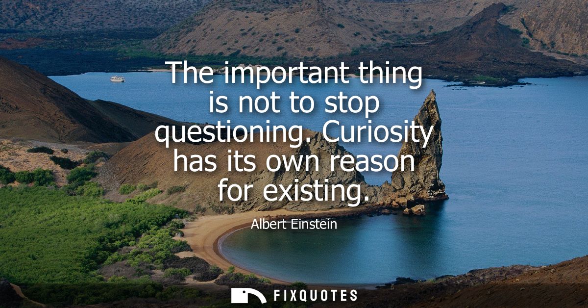 The important thing is not to stop questioning. Curiosity has its own reason for existing