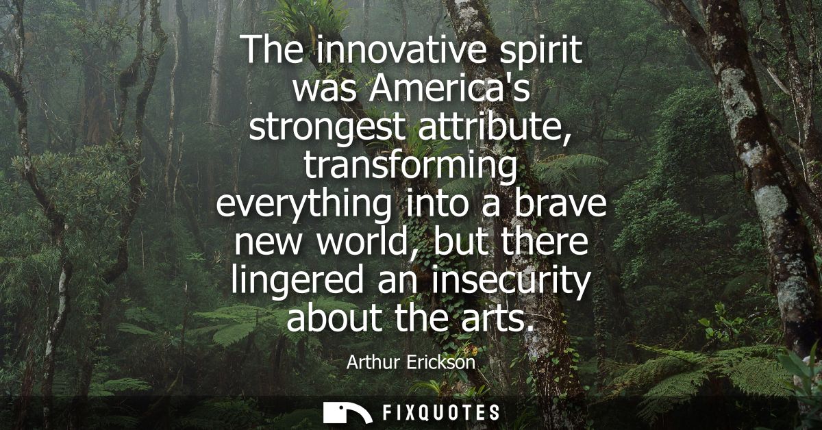 The innovative spirit was Americas strongest attribute, transforming everything into a brave new world, but there linger