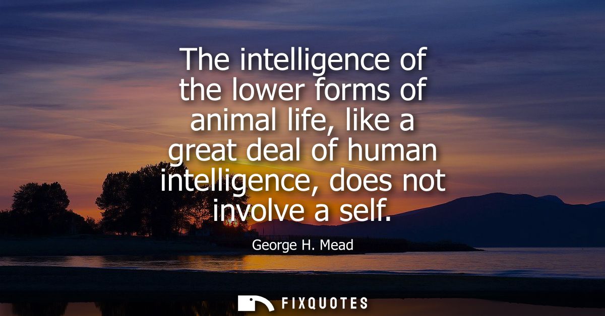 The intelligence of the lower forms of animal life, like a great deal of human intelligence, does not involve a self