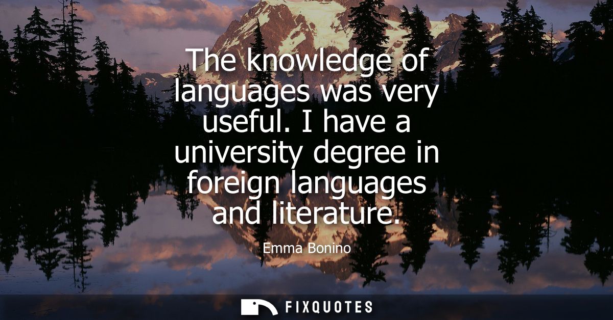 The knowledge of languages was very useful. I have a university degree in foreign languages and literature