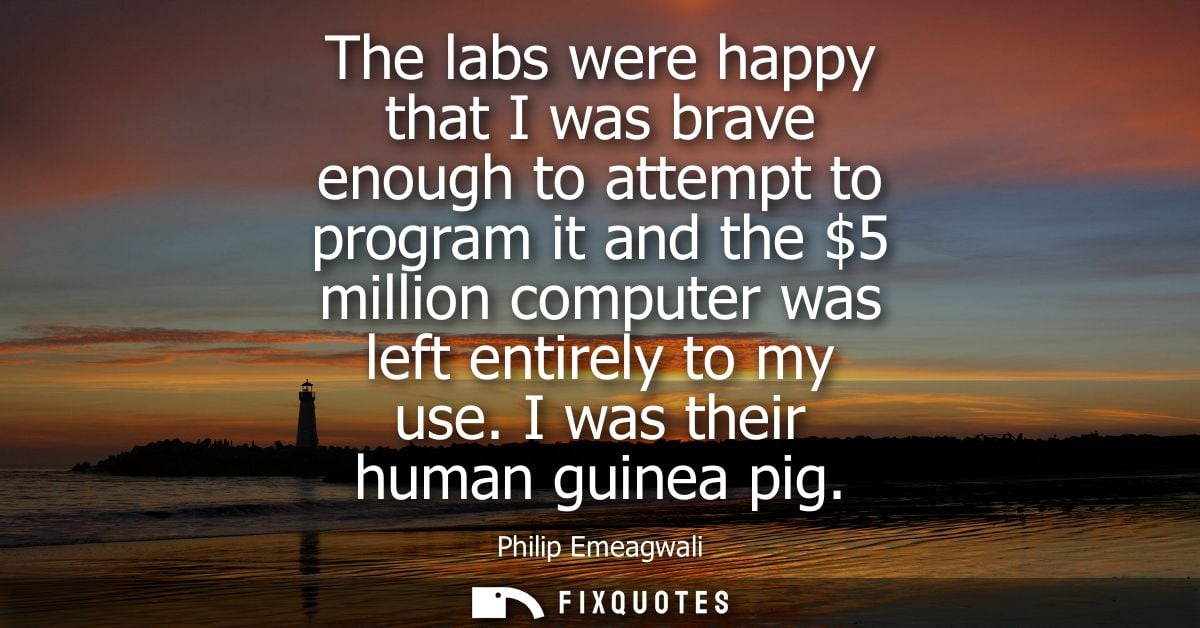 The labs were happy that I was brave enough to attempt to program it and the 5 million computer was left entirely to my 