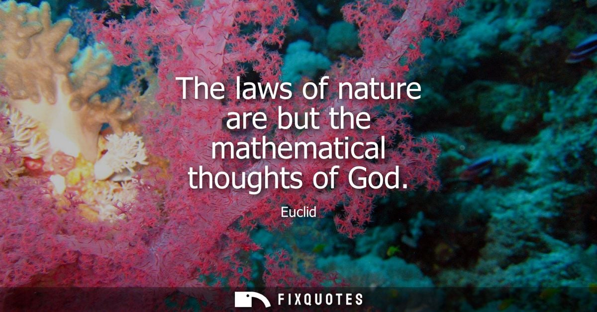 The laws of nature are but the mathematical thoughts of God