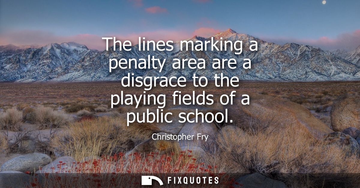 The lines marking a penalty area are a disgrace to the playing fields of a public school