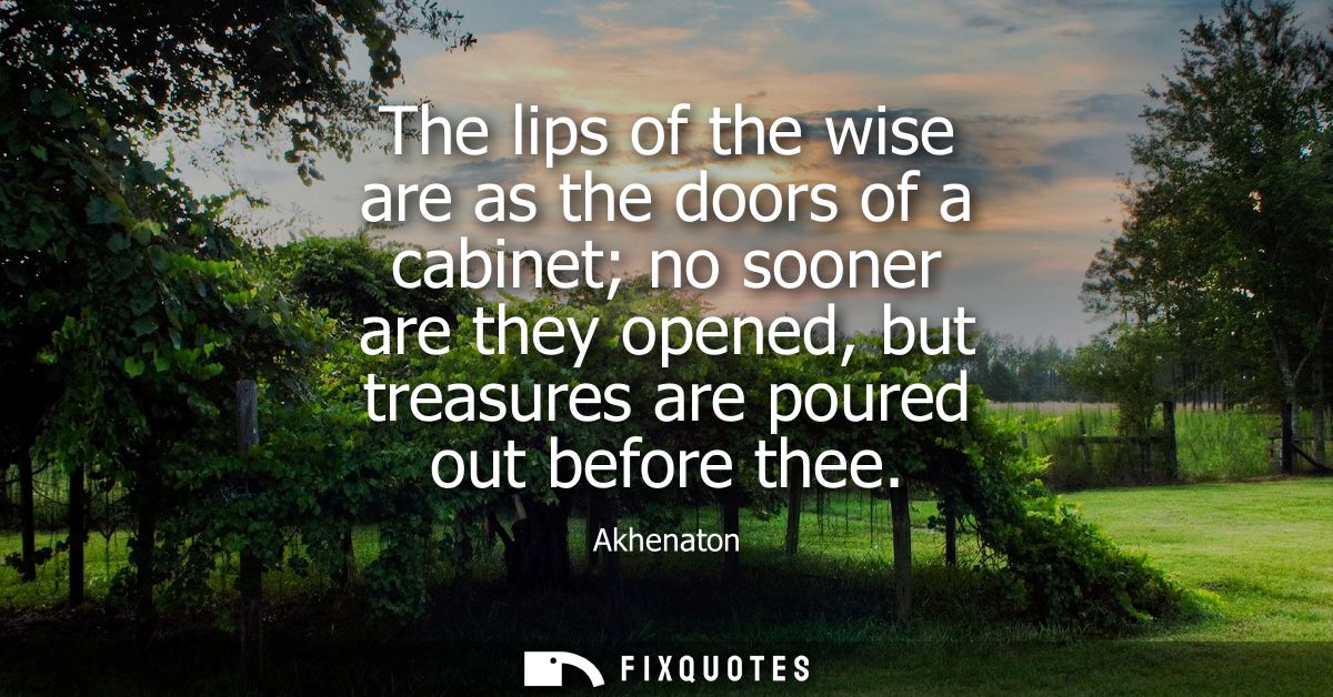The lips of the wise are as the doors of a cabinet no sooner are they opened, but treasures are poured out before thee