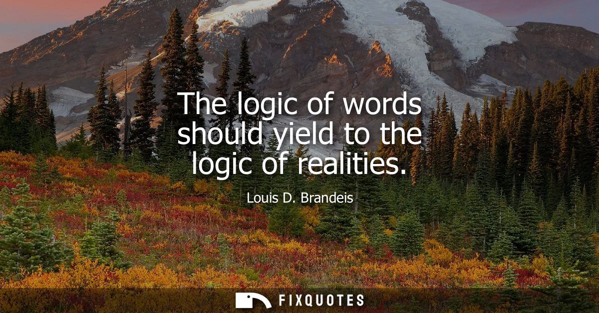 The logic of words should yield to the logic of realities