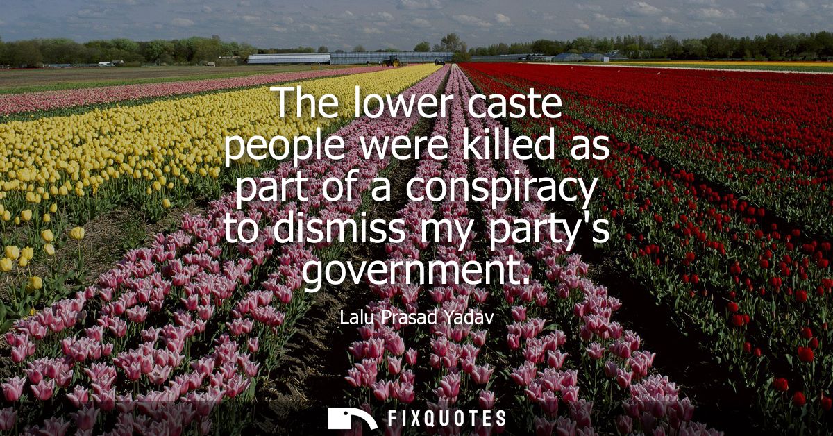 The lower caste people were killed as part of a conspiracy to dismiss my partys government