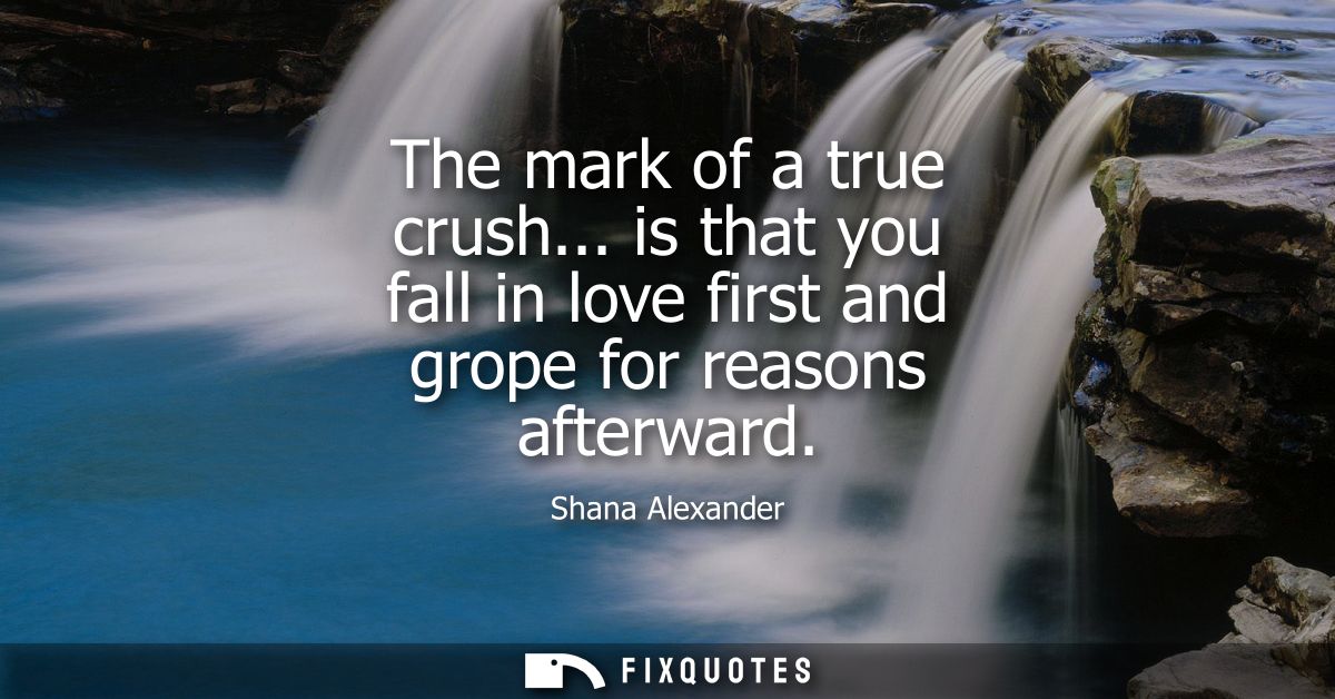 The mark of a true crush... is that you fall in love first and grope for reasons afterward