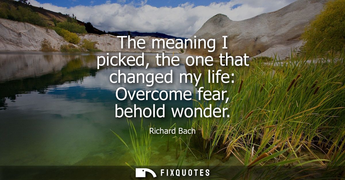 The meaning I picked, the one that changed my life: Overcome fear, behold wonder