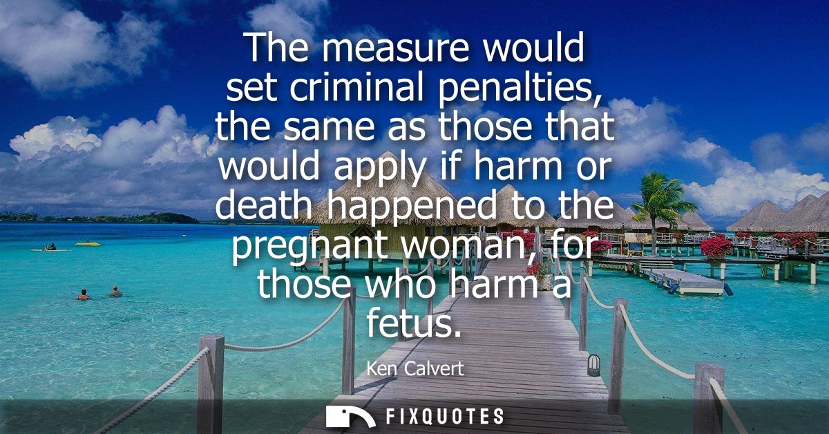 The measure would set criminal penalties, the same as those that would apply if harm or death happened to the pregnant w