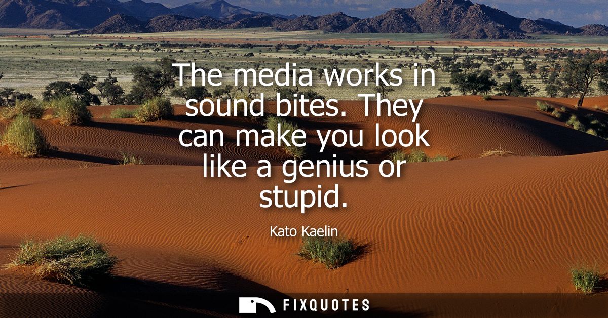 The media works in sound bites. They can make you look like a genius or stupid