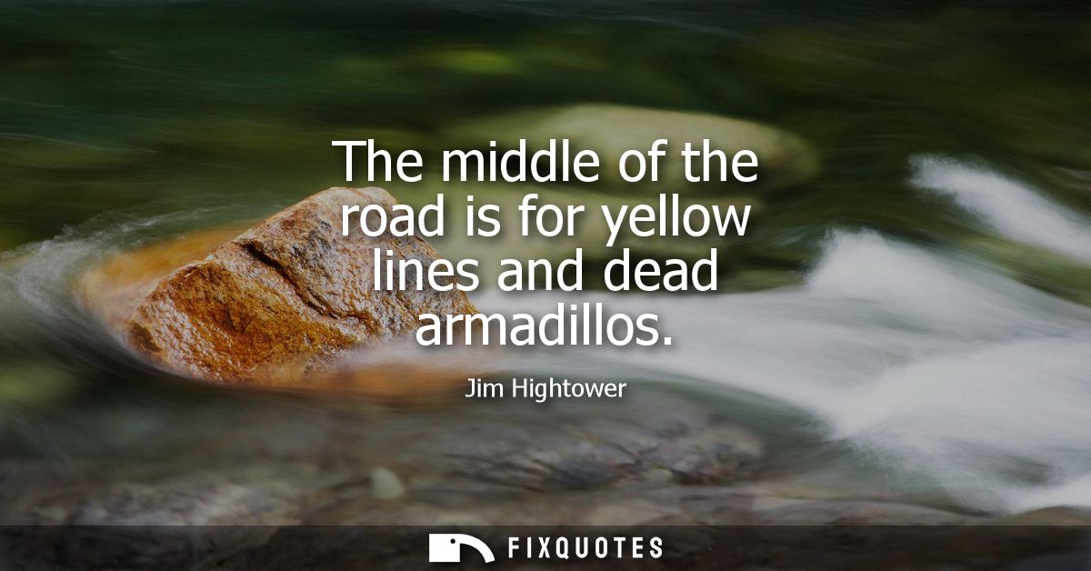 The middle of the road is for yellow lines and dead armadillos