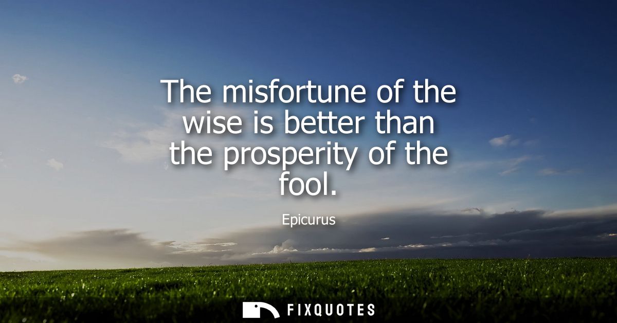 The misfortune of the wise is better than the prosperity of the fool