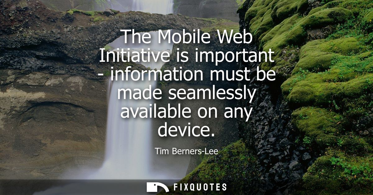 The Mobile Web Initiative is important - information must be made seamlessly available on any device