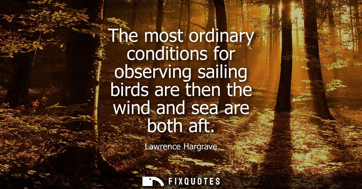 The most ordinary conditions for observing sailing birds are then the wind and sea are both aft