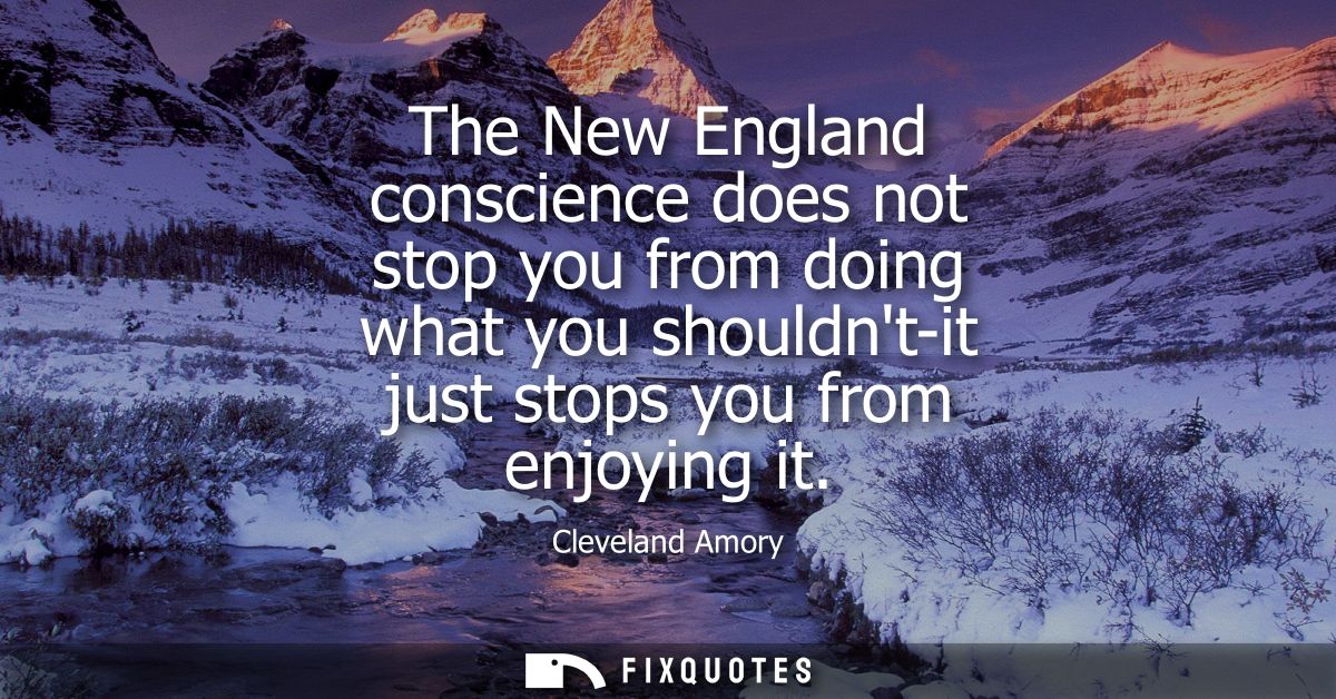 The New England conscience does not stop you from doing what you shouldnt-it just stops you from enjoying it