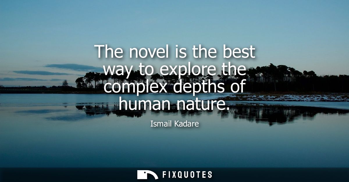 The novel is the best way to explore the complex depths of human nature