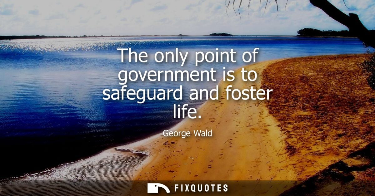 The only point of government is to safeguard and foster life