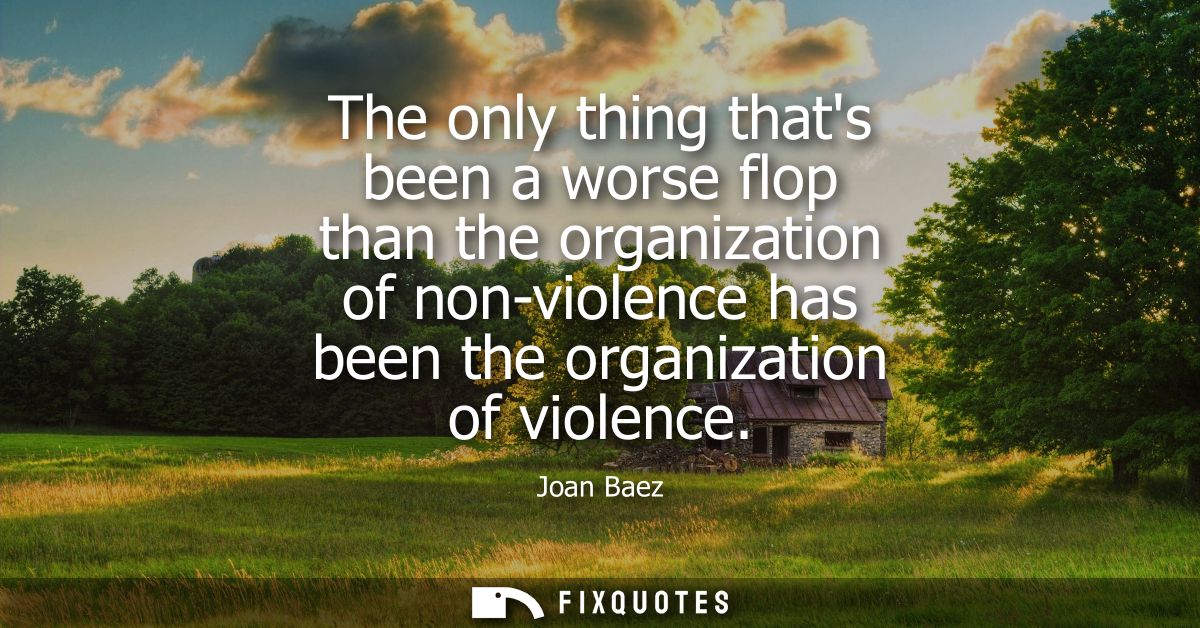 The only thing thats been a worse flop than the organization of non-violence has been the organization of violence
